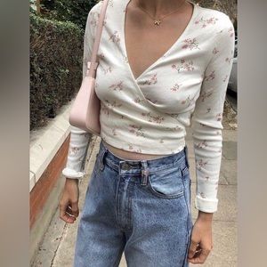 Pink floral wrap long sleeve